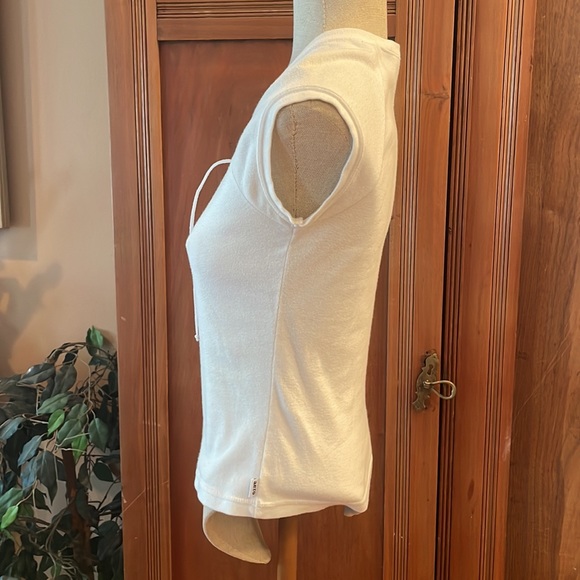 Aeropostale small slim fit white top cap sleeve lace up front 100% cotton size s - Picture 8 of 12